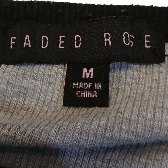 Y2K Faded Rose Wild Free Butterfly Graphic Long Sleeve Crop T Shirt Ribbed Med - Picture 4 of 6